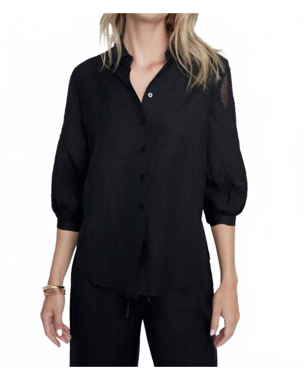 Renuar Black Eyelet Blouse