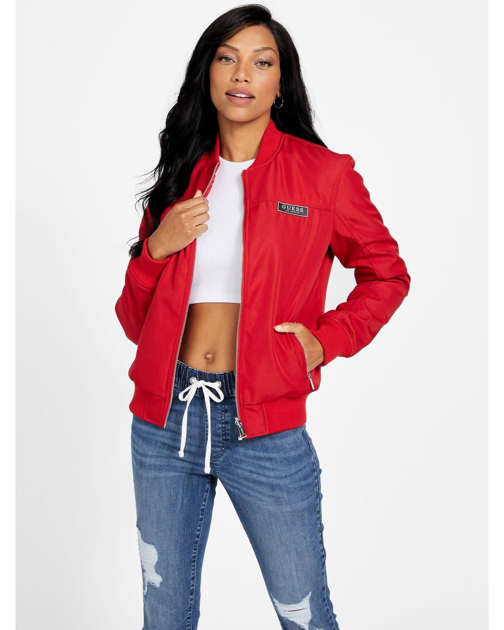 Guess Factory Austina Reversible Nylon Jacket in Red Lyst