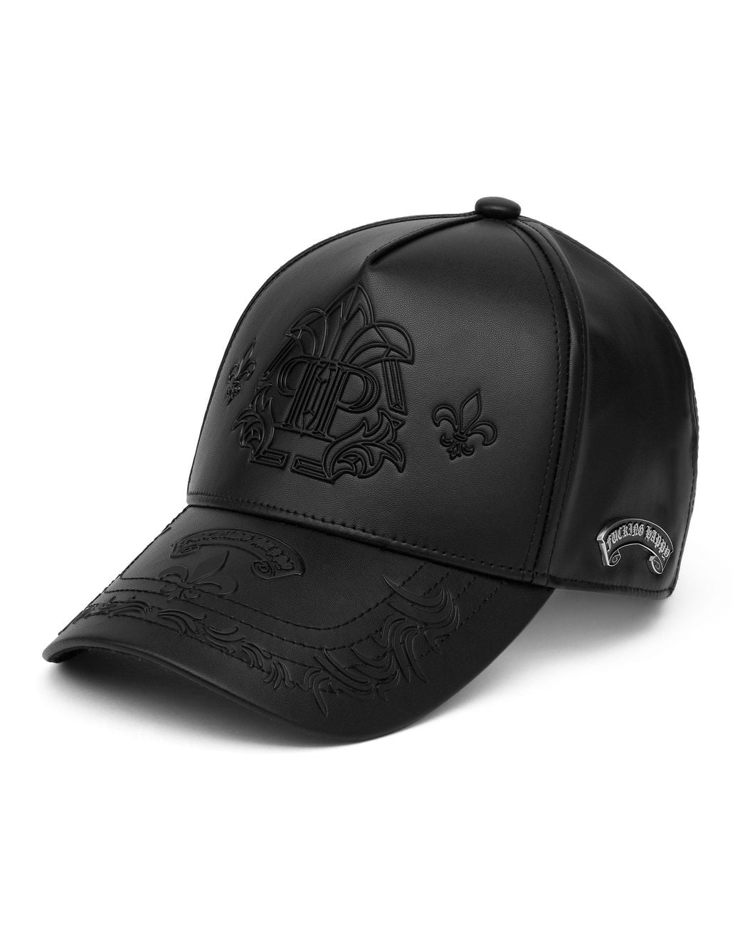 Philipp Plein Black Baseball Cap Gothic Plein for men