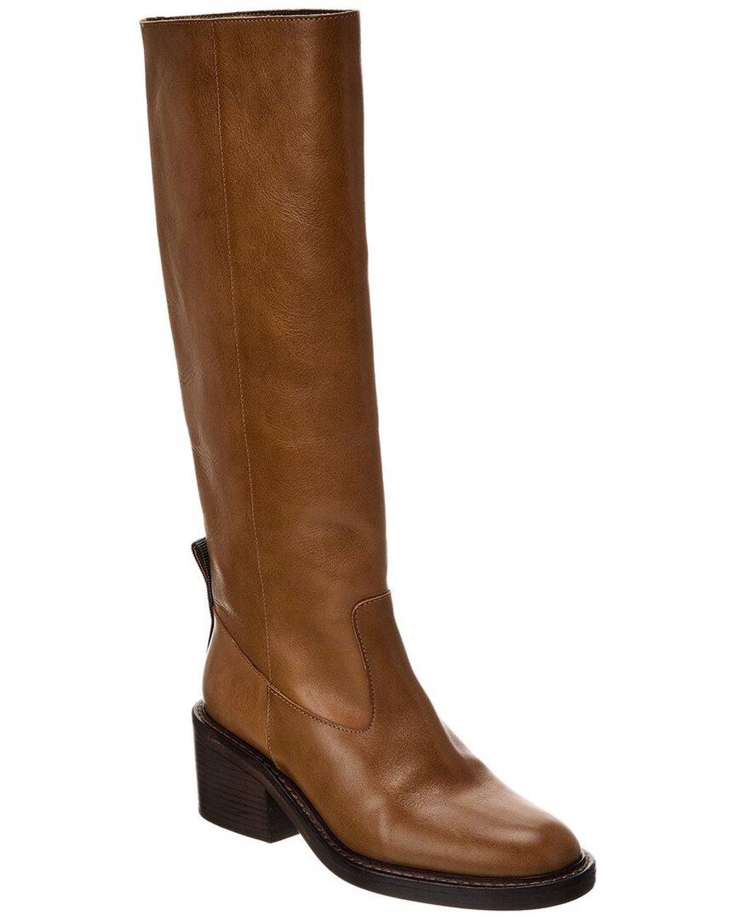 Brunello Cucinelli Leather KneeHigh Boot in Brown Lyst — free download