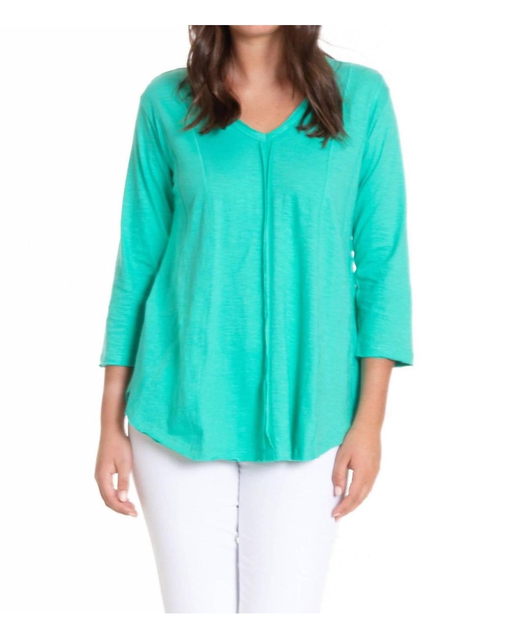 Apny Blue Flowy V-Neck Tee