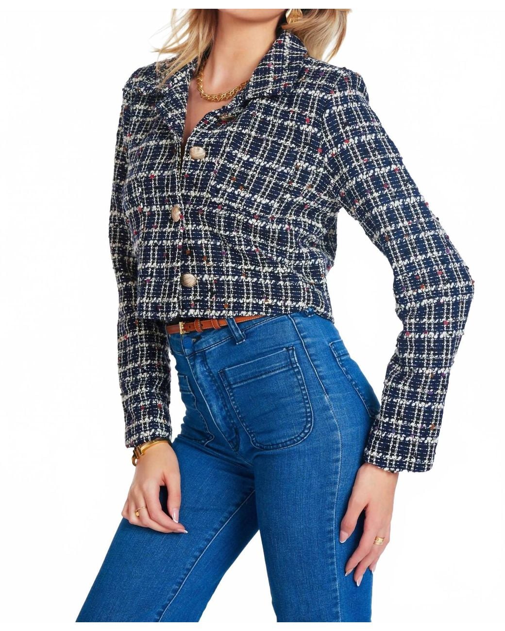 Bishop + Young Blue Carlton Boucle Jacket