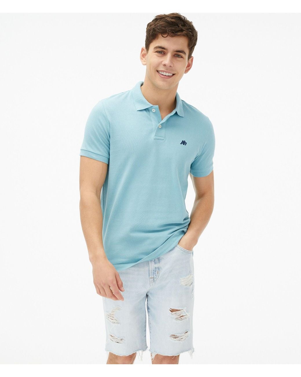 A87 Logo Piquac Polo in Blue for Men | Lyst