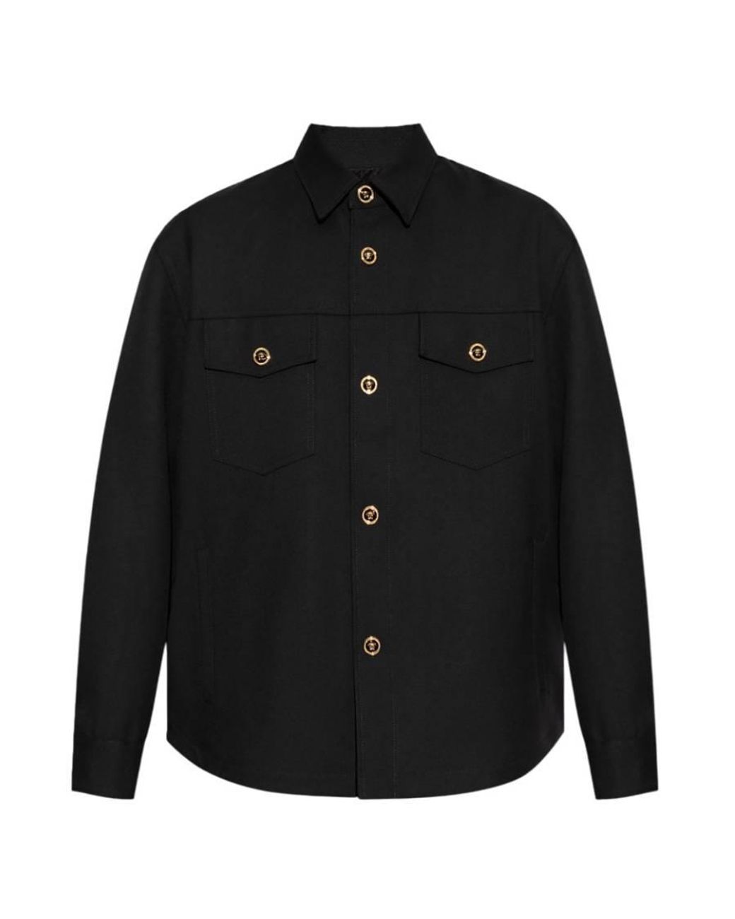 Versace Black Wool Cavalry Blouson Overshirt for men