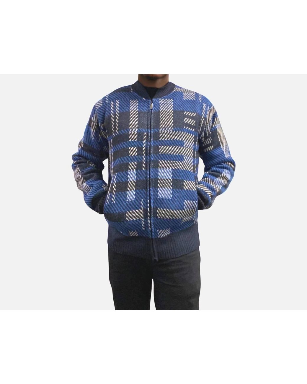 Inserch Blue Full Zip Sweater for men