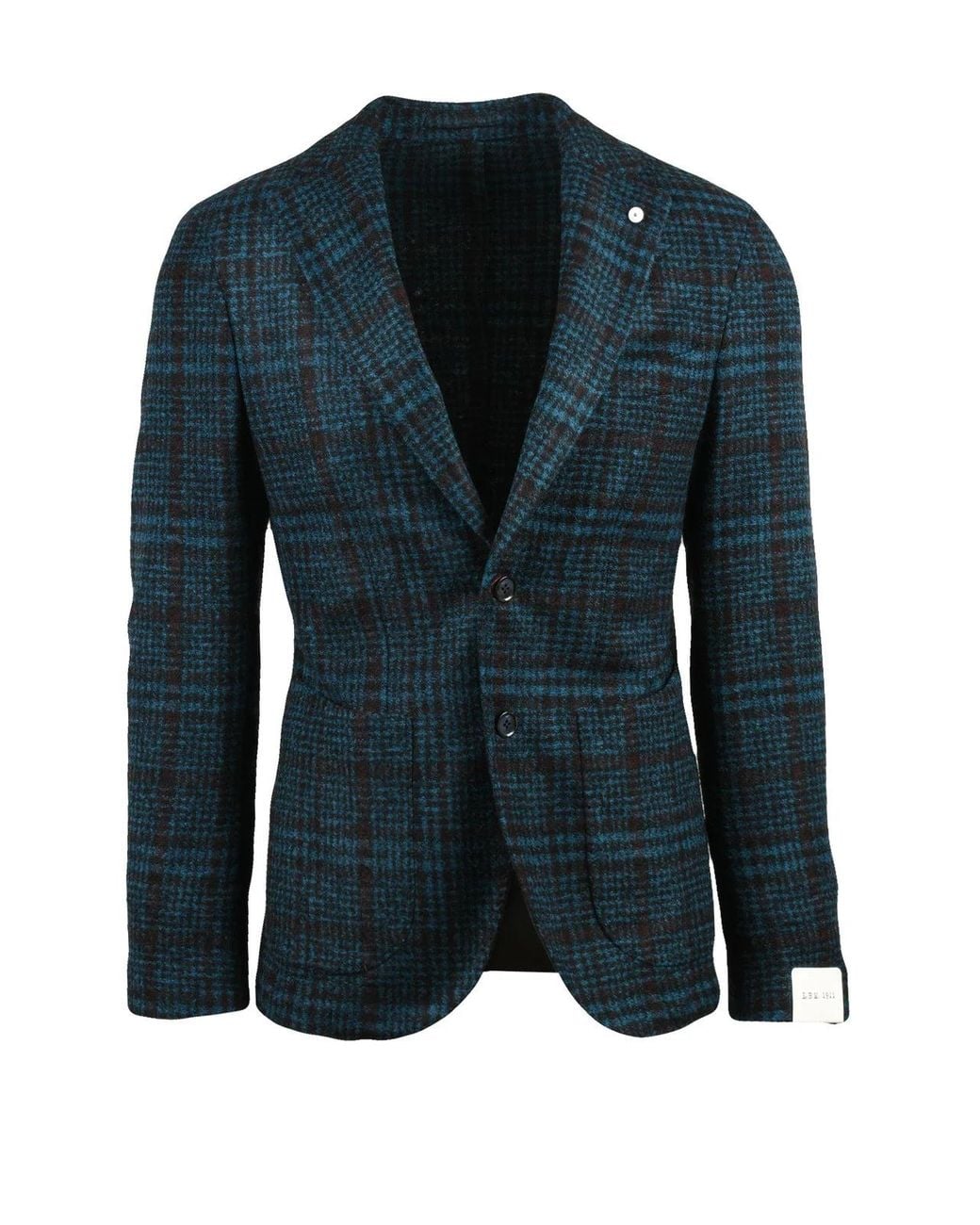 L.b.m. 1911 Blue Checkered Rounded Jacket With Two-Button Closure And Notch Lapels for men