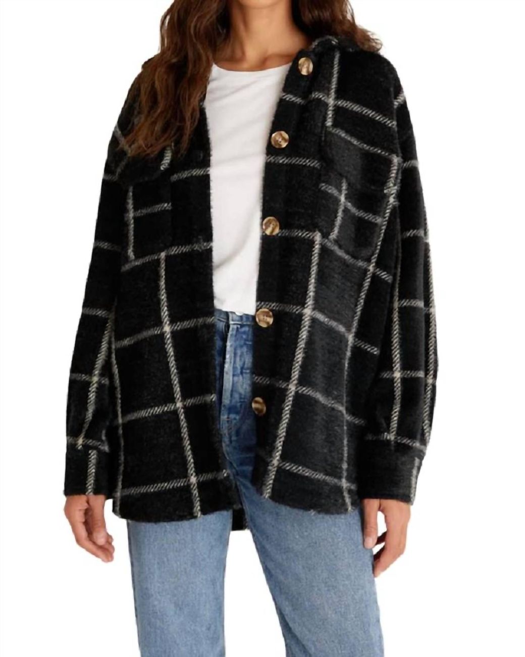 Z Supply Plaid Tucker Jacket I in Black Lyst