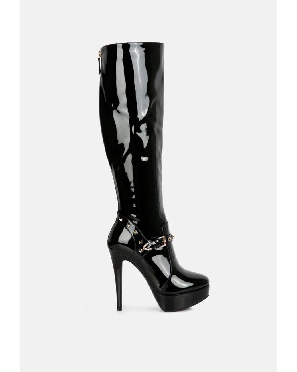 Black mid hot sale calf stiletto boots