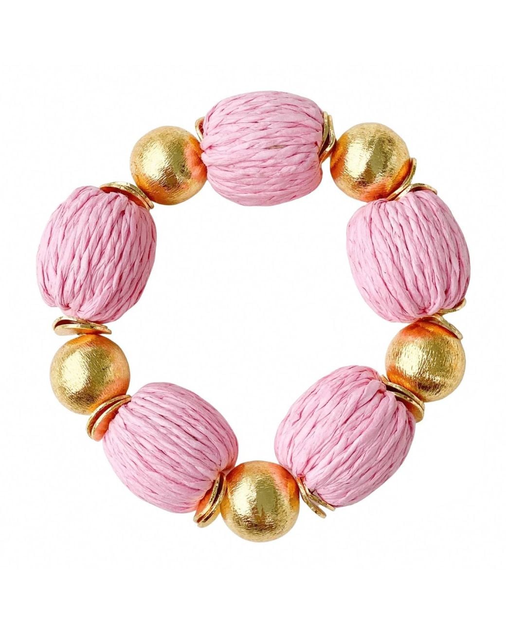 Gaby & Grace Pink Raffia Bracelet