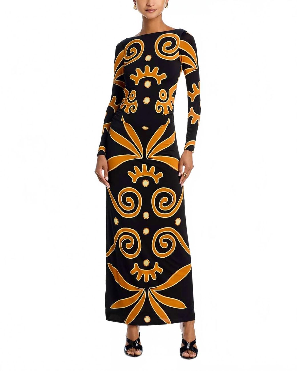 formal golden dresses ZAPAKA Women Metallic Dress A Line Pleated V-Neck Long Sweetheart Neckline Dresses Floral V-Neck Ruffled Babydoll size:XXS