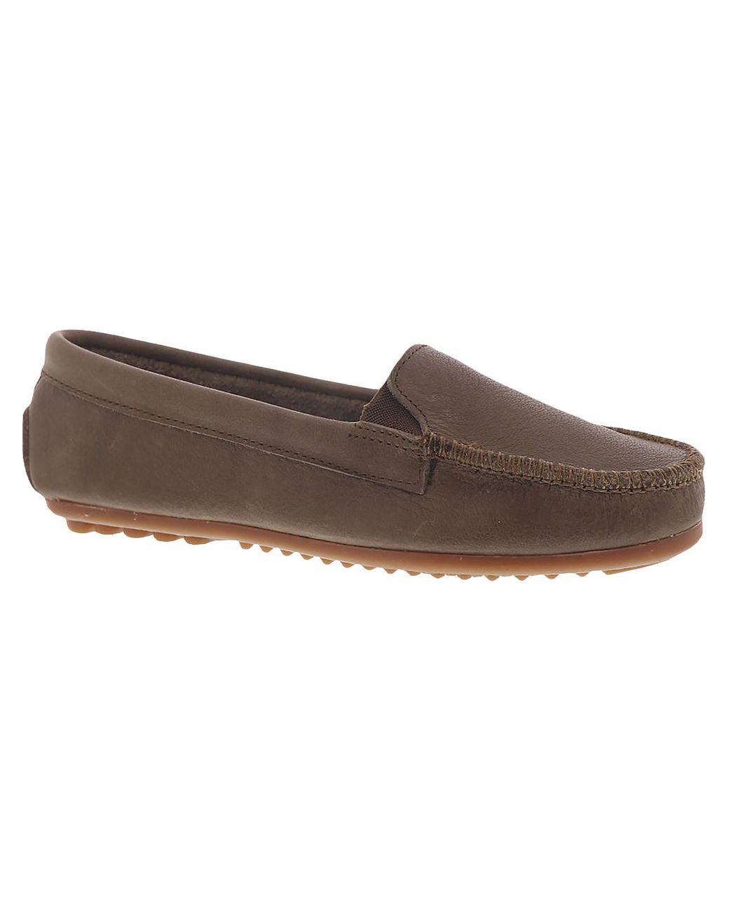 Minnetonka Imperial Faux Leather Slip On Loafers in Brown | Lyst