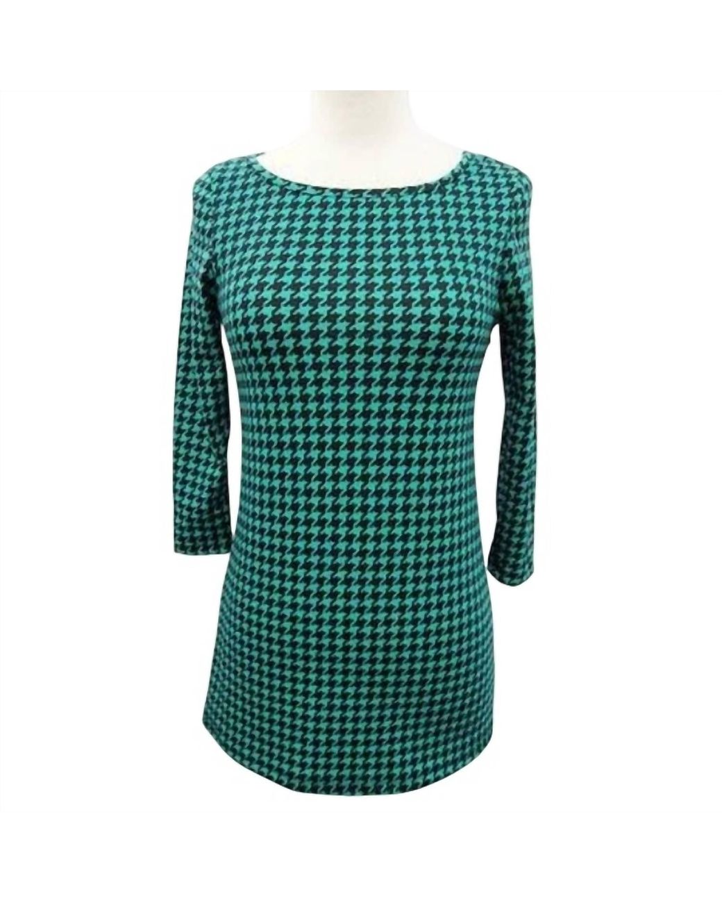 Yahada Green Houndstooth Tunic