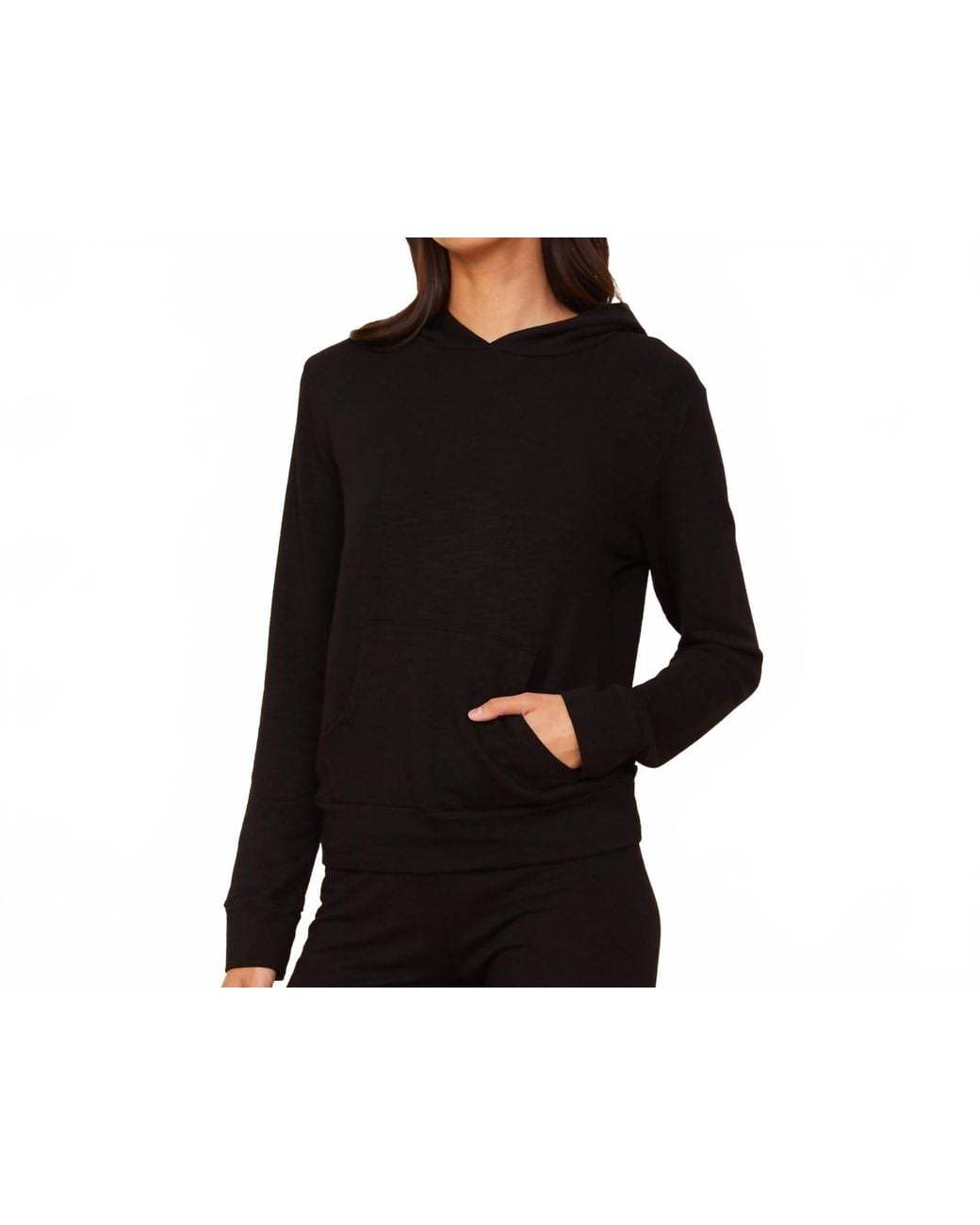 Monrow Black Kangaroo Pullover Hoodie