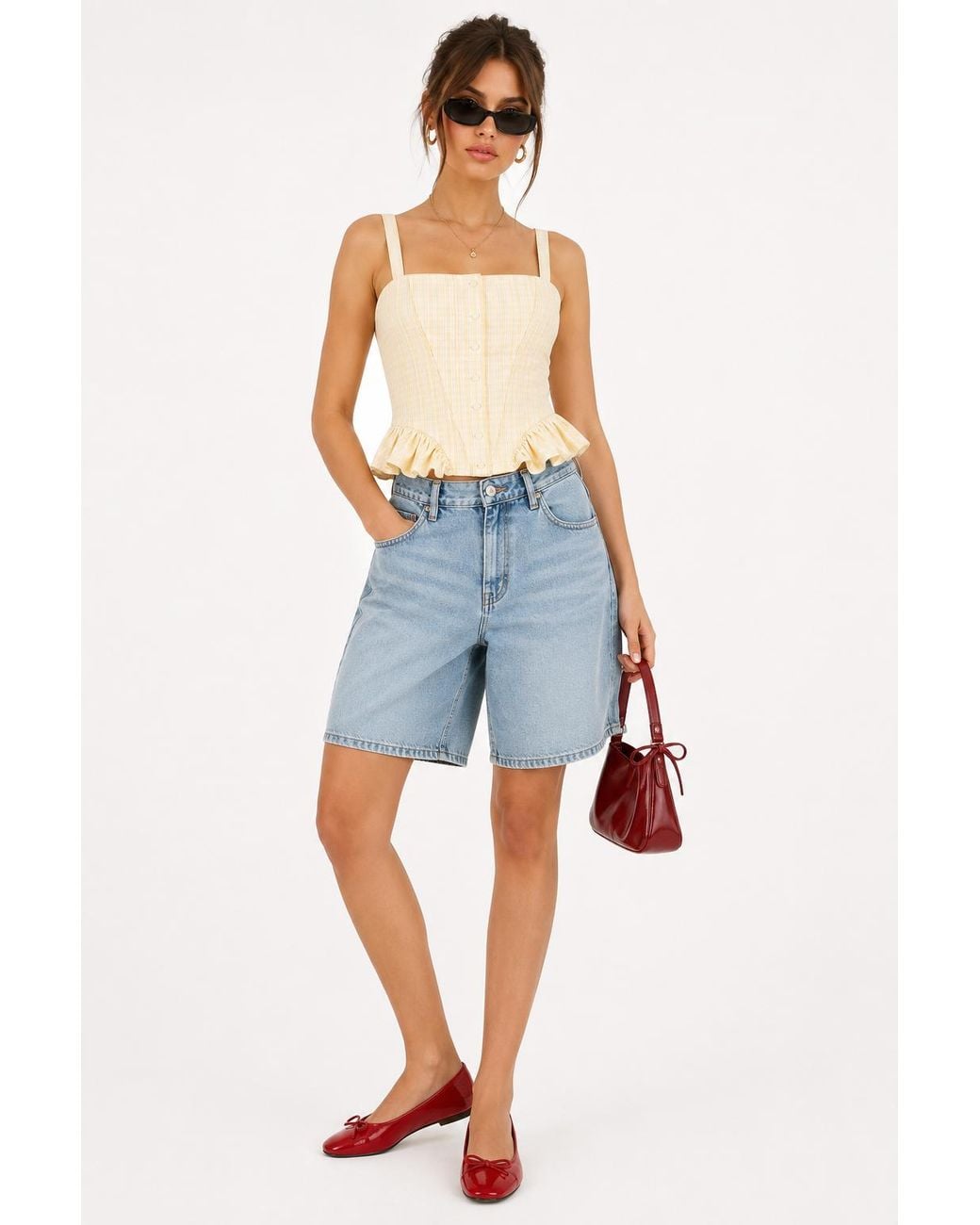 Forever 21 Blue Button Front Peplum Top