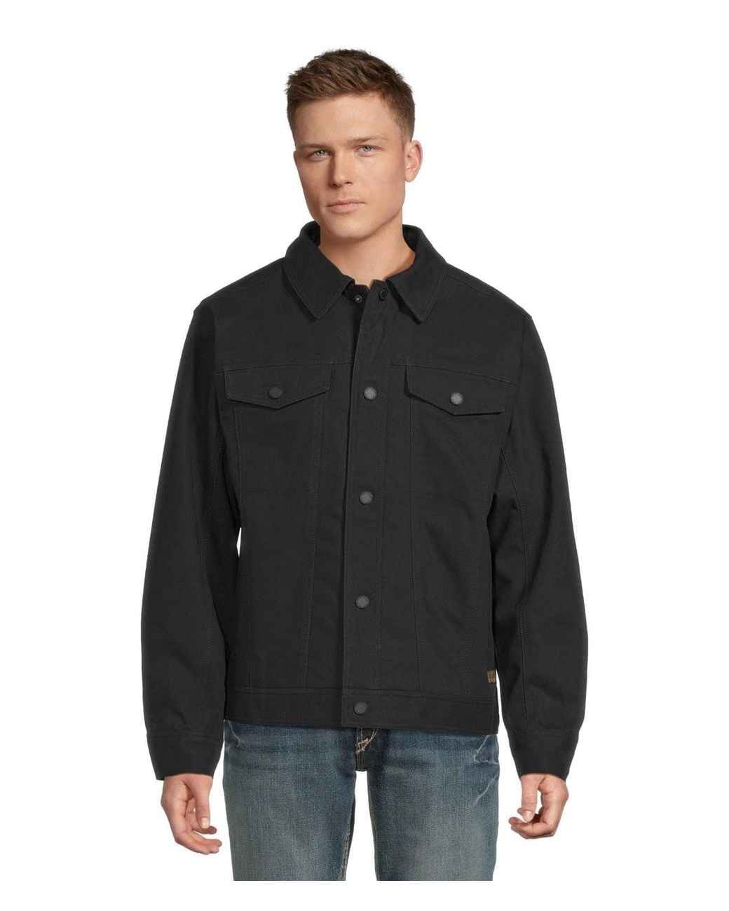 Ariat Black Rancher Jacket Canvas Collared Snap Button Front Gbo3473 for men