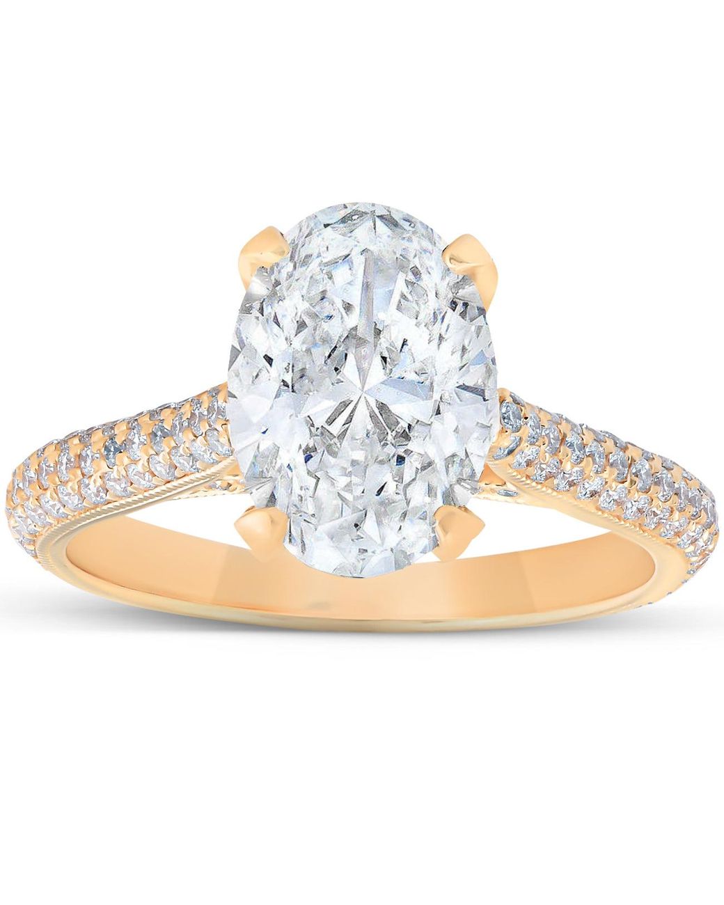 Pompeii3 2.68ct 18k Yellow Gold Micropave Diamond & Oval Engagement