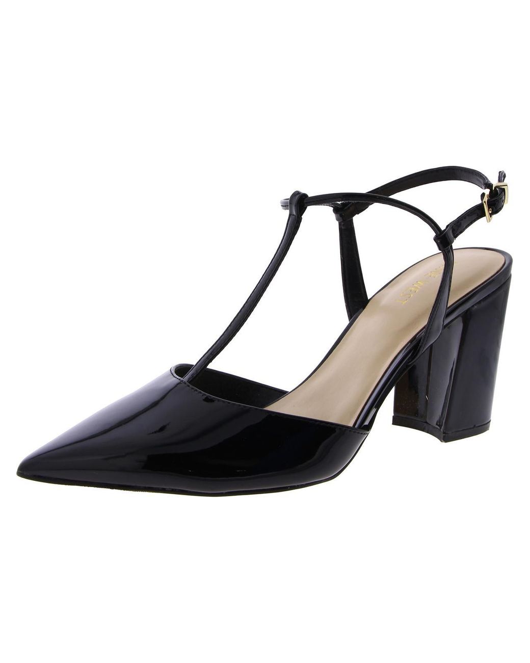 Nine West Pointed-Toe T-Strap Block Heels in Black Lyst