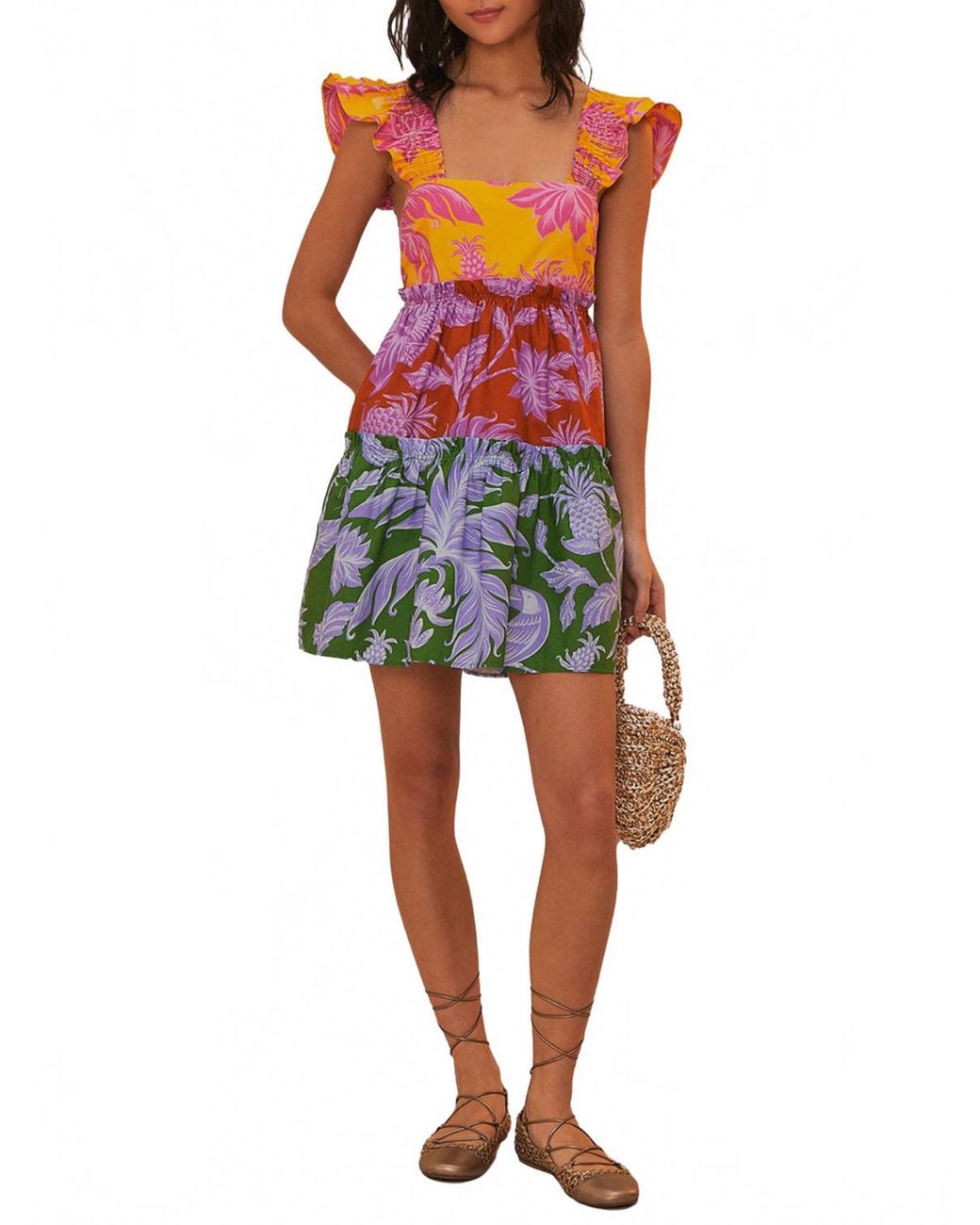 FARM Rio Tropical Swing Mix Mini Dress in Red | Lyst