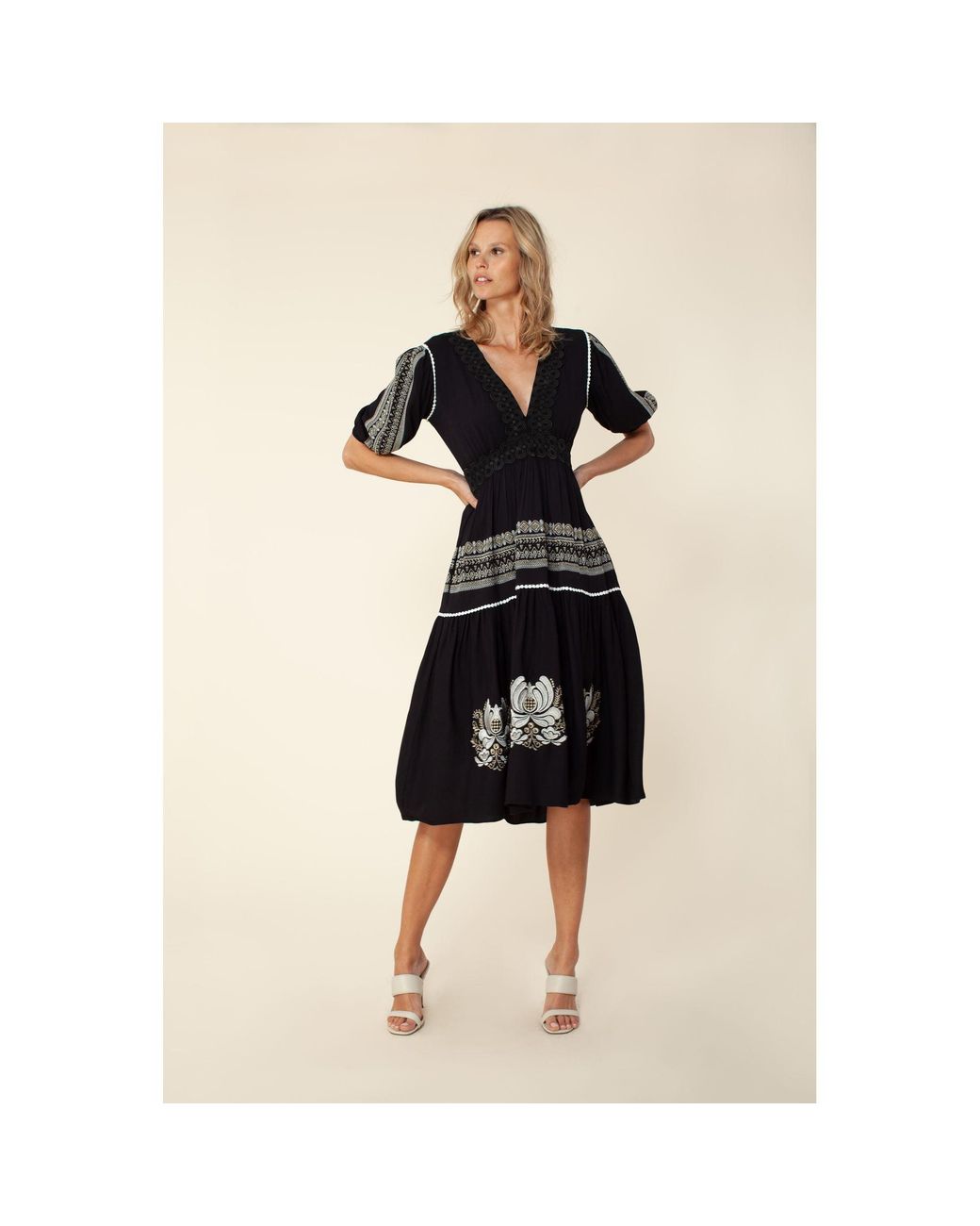 hale bob normalgrose damenmode aus seidenrock Hale Bob Ignia Midi Dress in Black Lyst