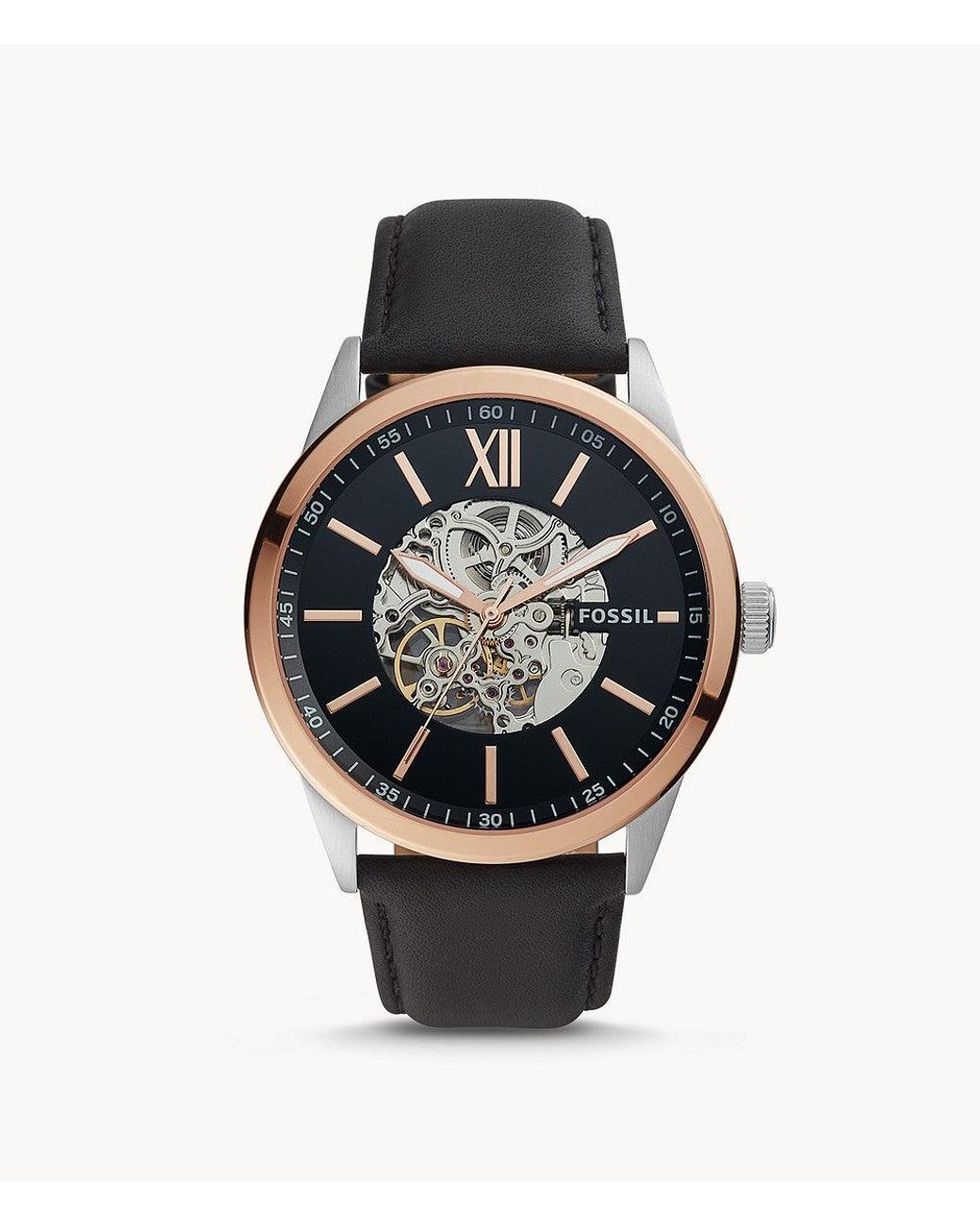 Fossil Leather Flynn Automatic 