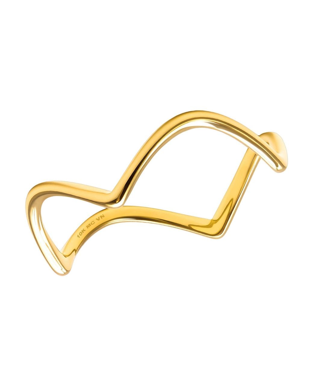 MAX + STONE Metallic Solid 10K Stackable Wavy Ring