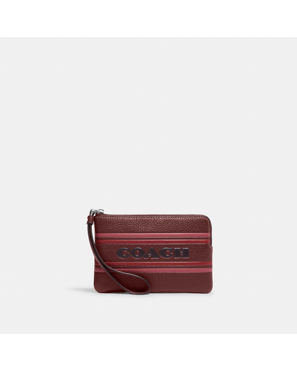 COACH Double Corner Zip Wristlet in Pebble Leather - Macy's