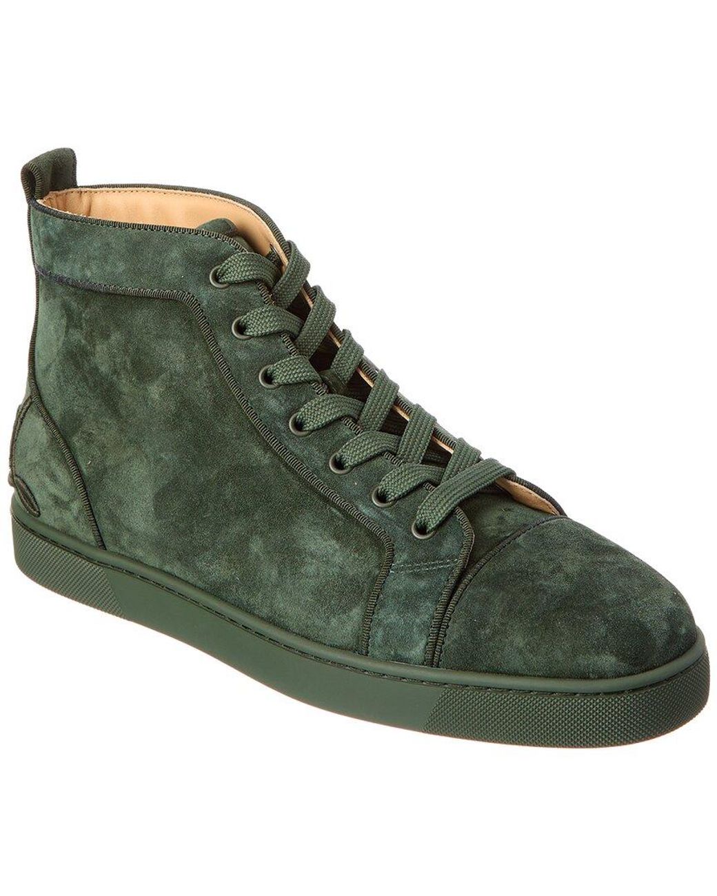 Christian Louboutin Louis Spikes Suede Sneaker in Green for Men