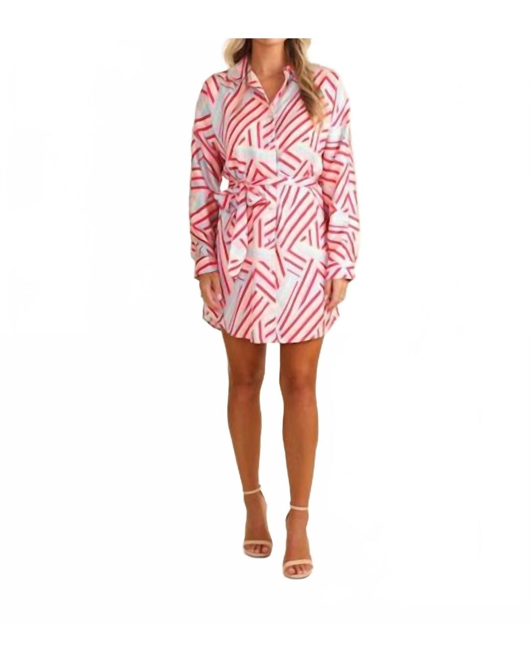S'Edge Red Margaret Button Down Dress