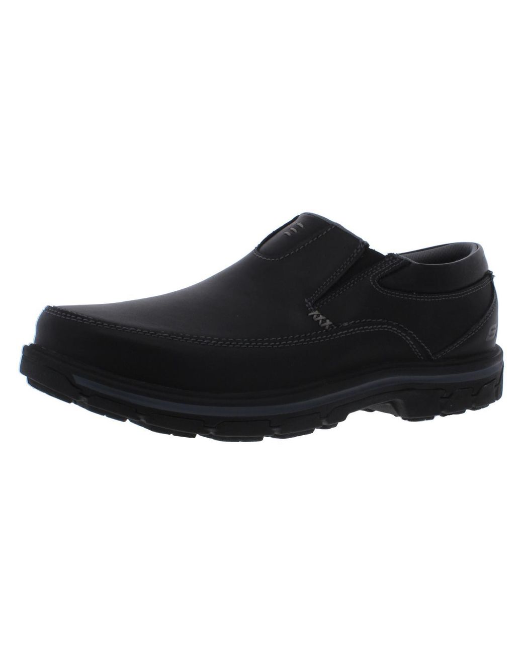 Skechers Segment-the Search Leather Slip On Loafers in Black for Men | Lyst