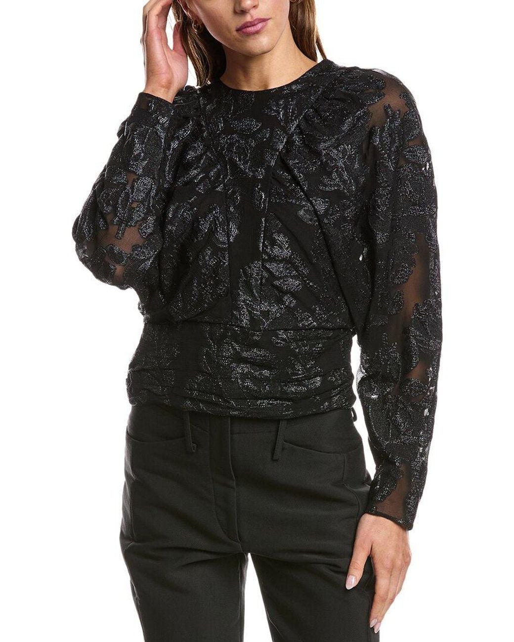 IRO Black Mabel Silk-Blend Top
