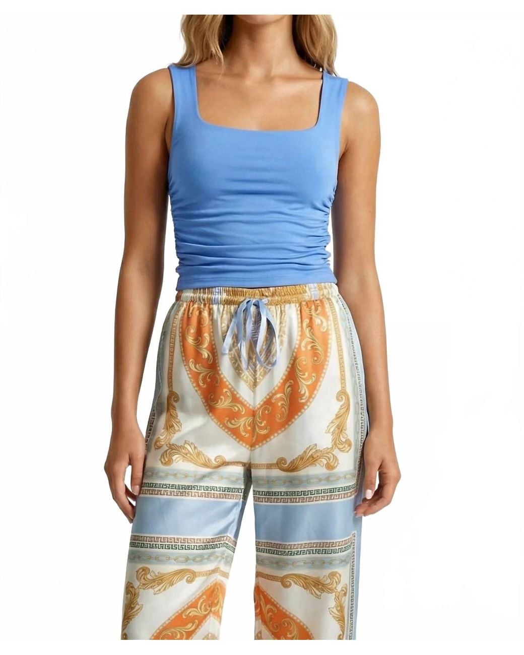 Jordyn Jagger Allure Square Neck Tank in Blue | Lyst