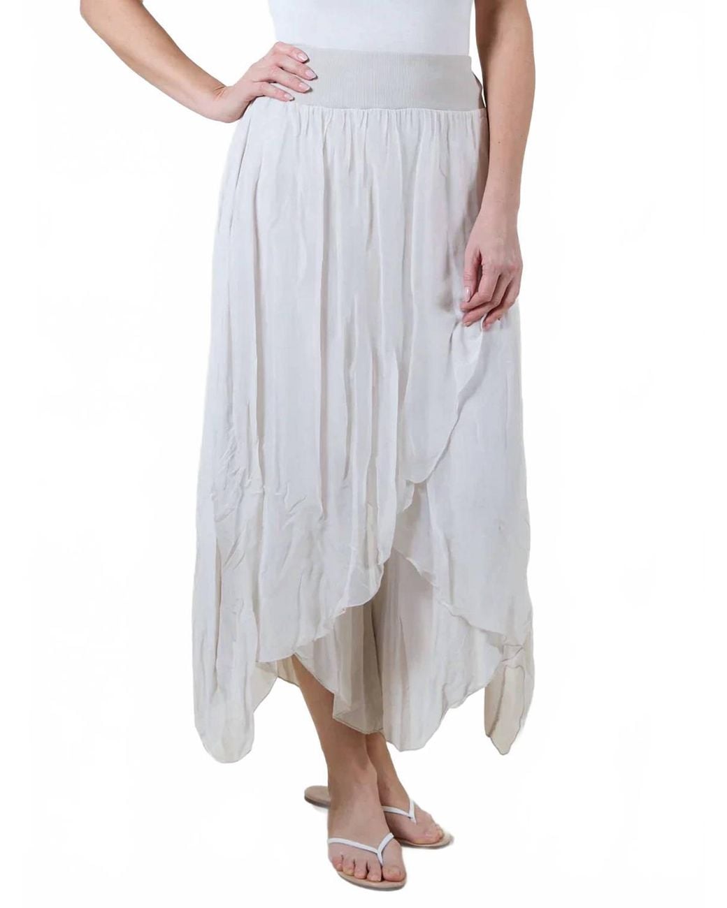 Angela Mara Gray Wrap Pull On Pant