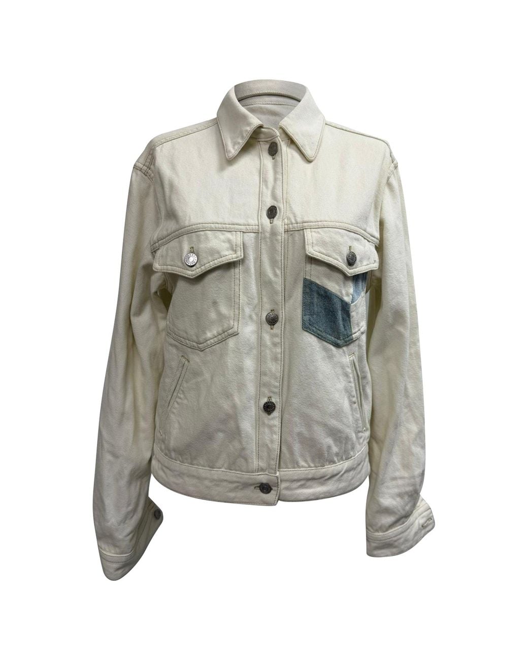 Isabel Marant Gray Etoile Lindy Patchwork Accent Denim Jacket