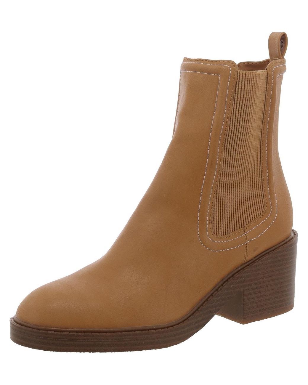 Bandolino Pull On Mid Calf Boots Block Heel in Brown Lyst
