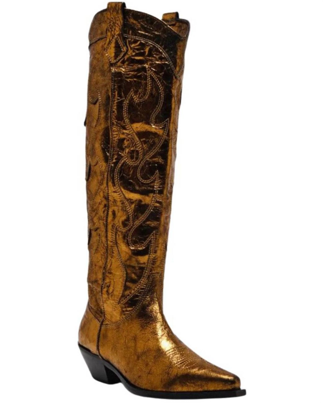 Free People Moody Tall Metallic Cowboy Boots in Brown | Lyst