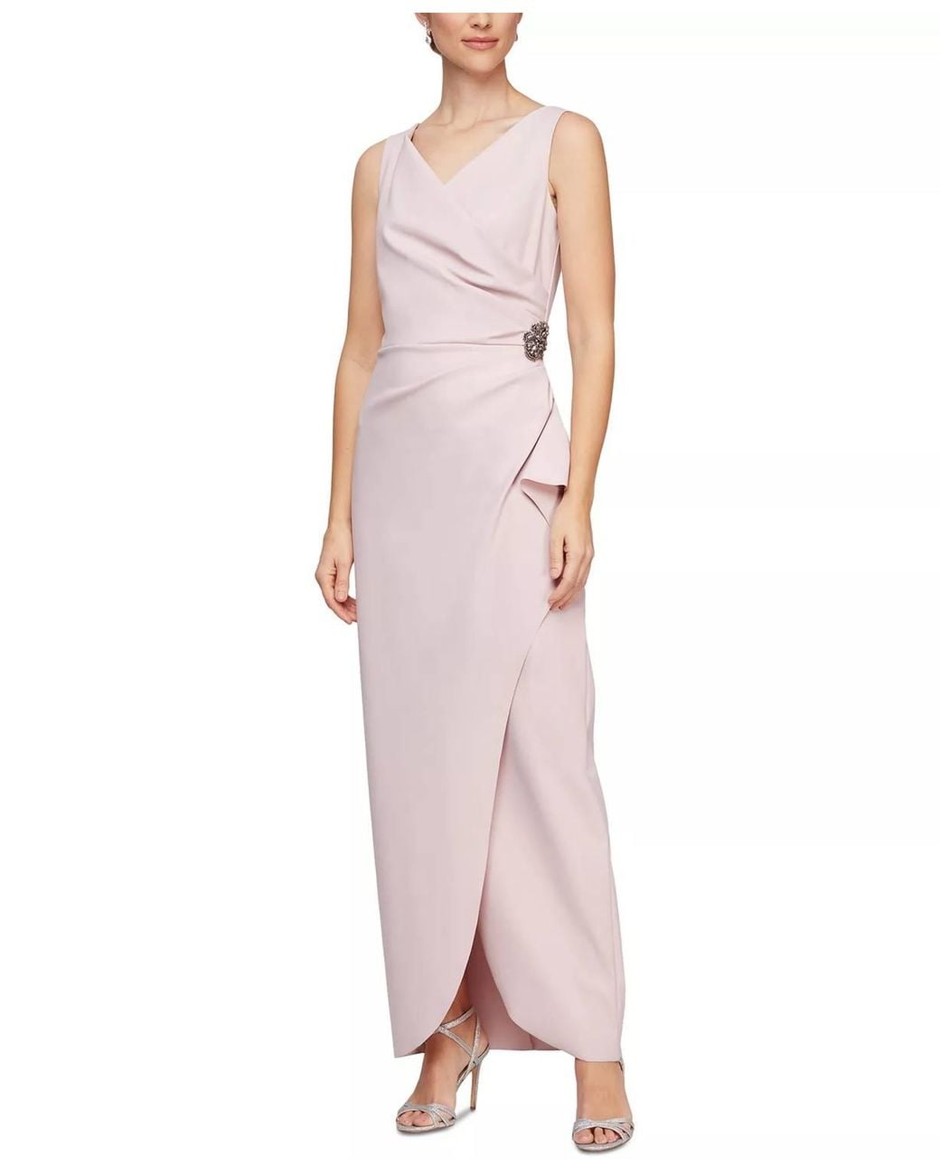 Long Side Ruffled Dress Alex Evenings Slimming Long Side Ruched Dress in Pink | Lyst