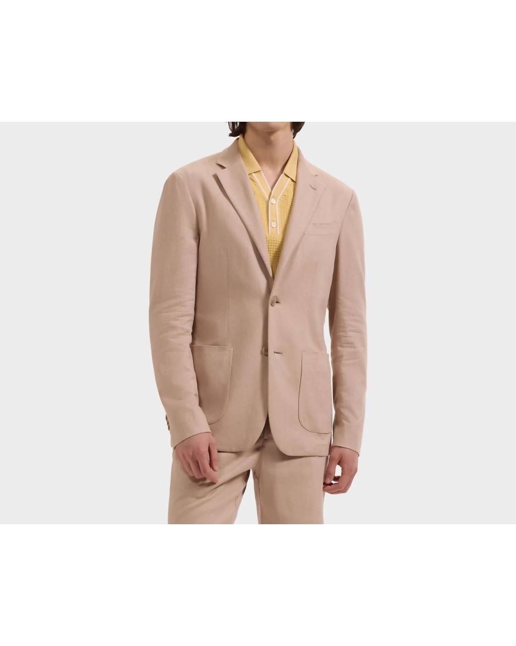 Bugatchi Pink Aerolinen Two-Button Blazer for men