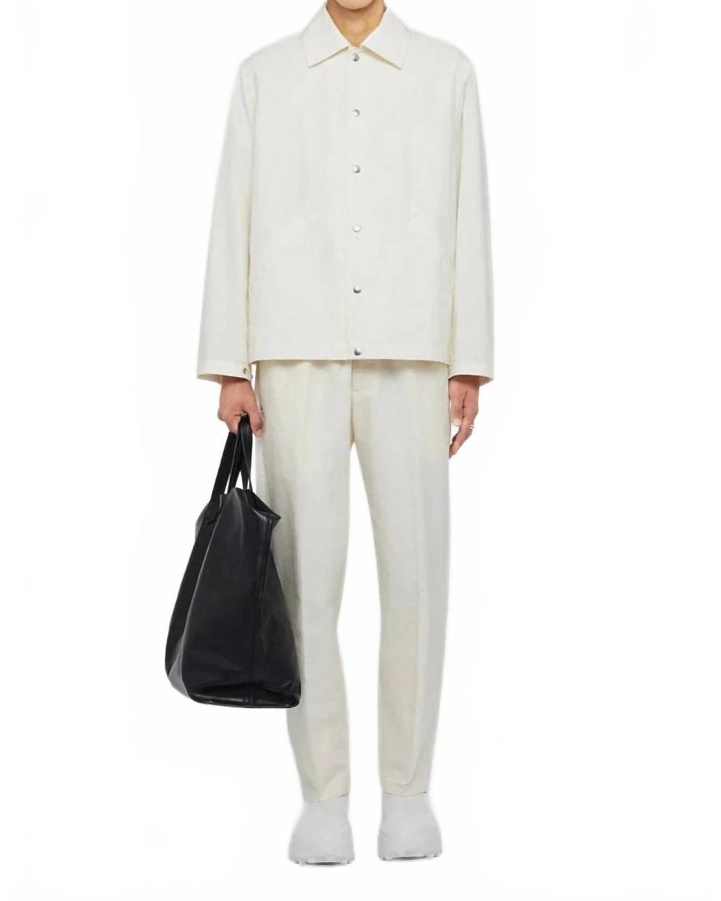 Jil Sander White Logo Button Down Jacket for men
