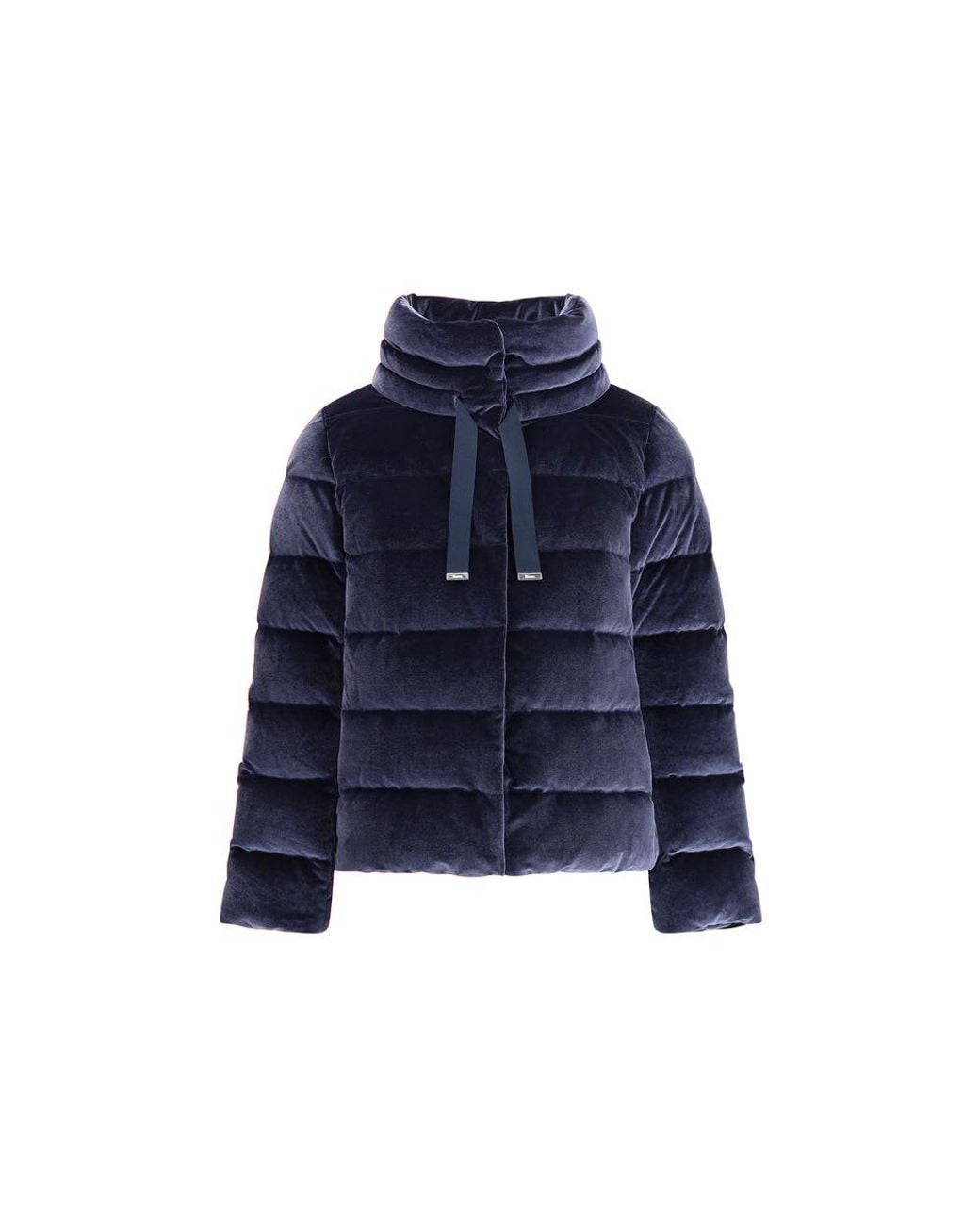 Herno Blue Cotton Chenille-Effect Down Jacket
