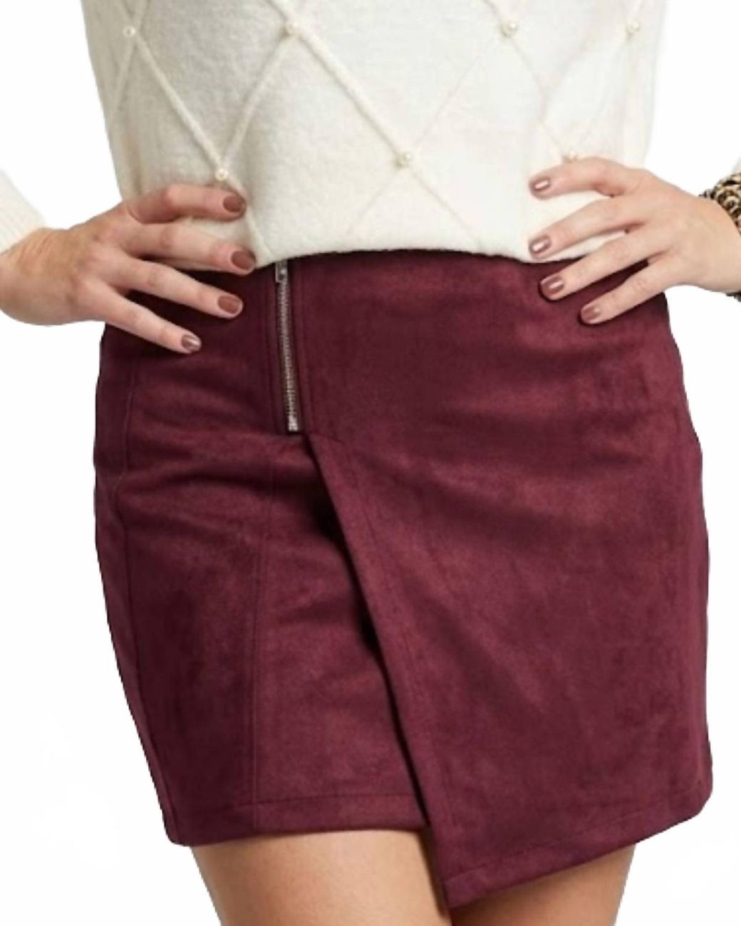 She + Sky Red Zipper Front Mini Skort