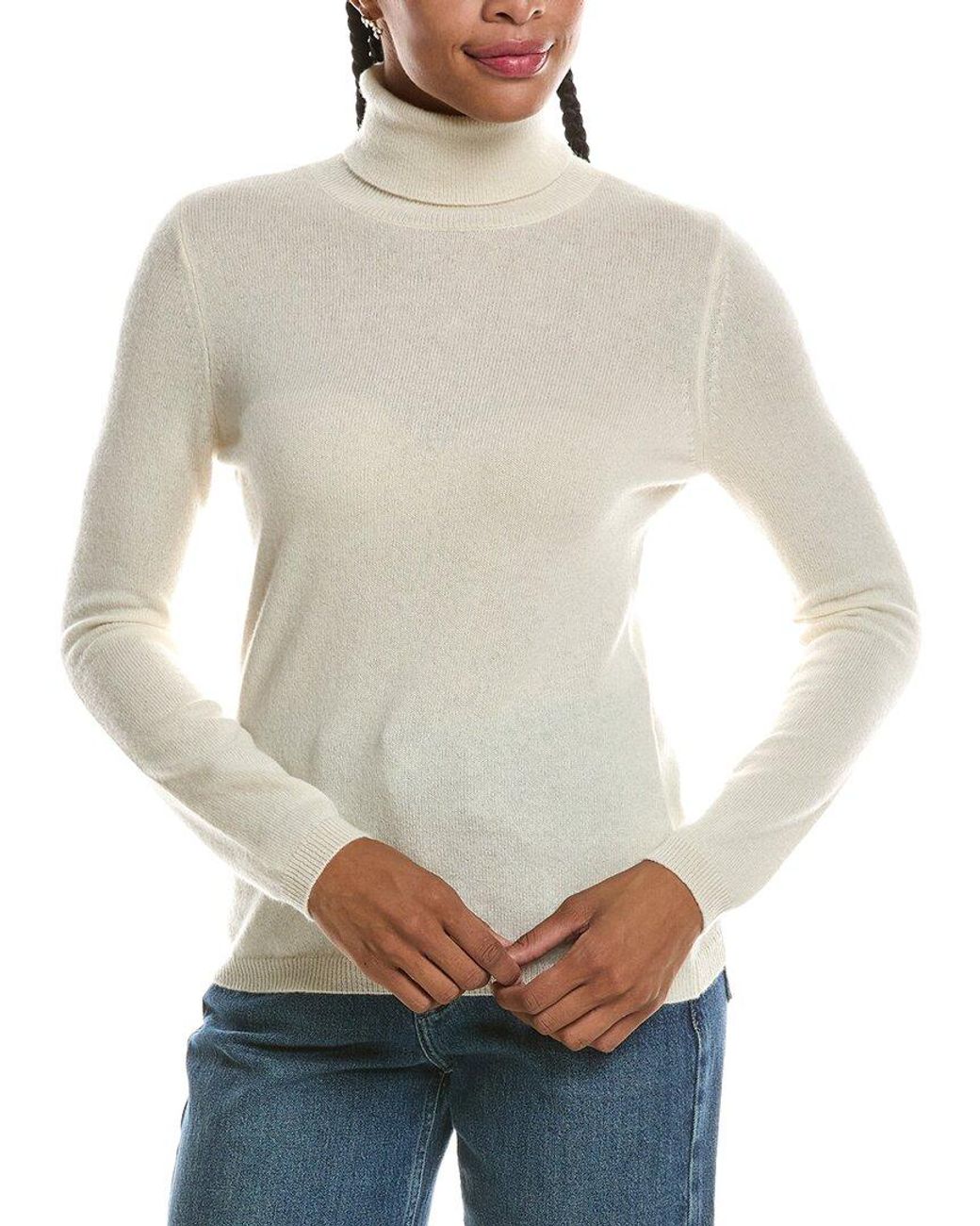 Forte White Basic Turtleneck 100% Cashmere Pullover