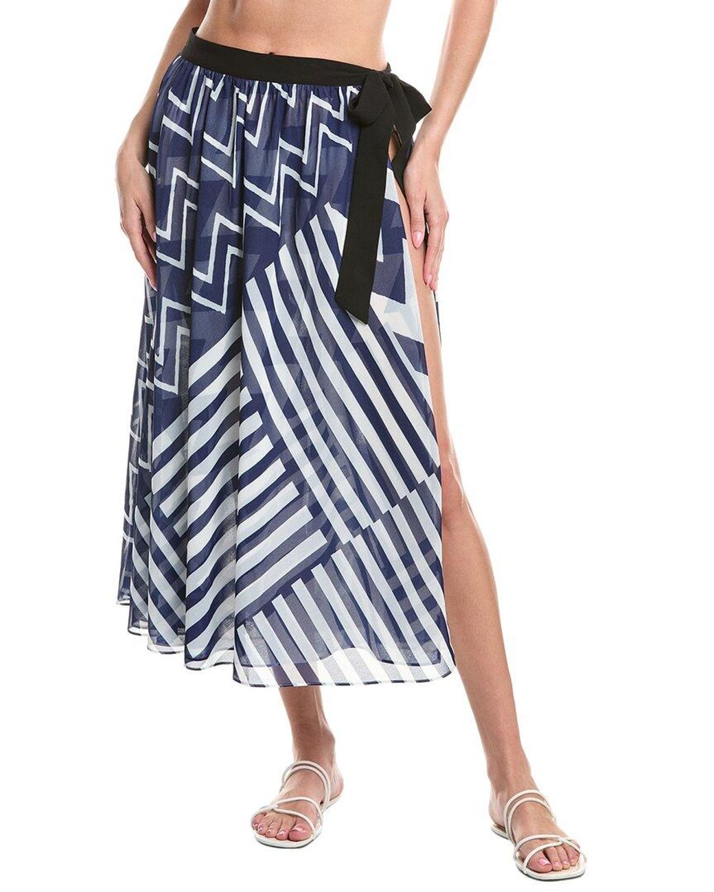 MILLY Blue Patchwork Chevron Skirt