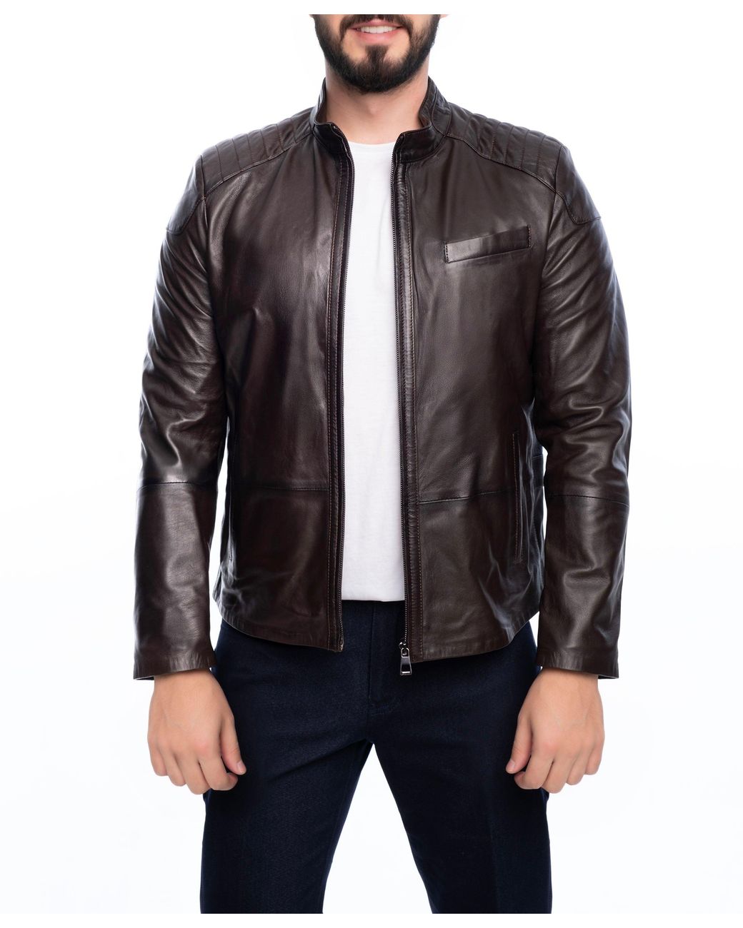 VELLAPAIS Black Lanier Leather Jacket for men