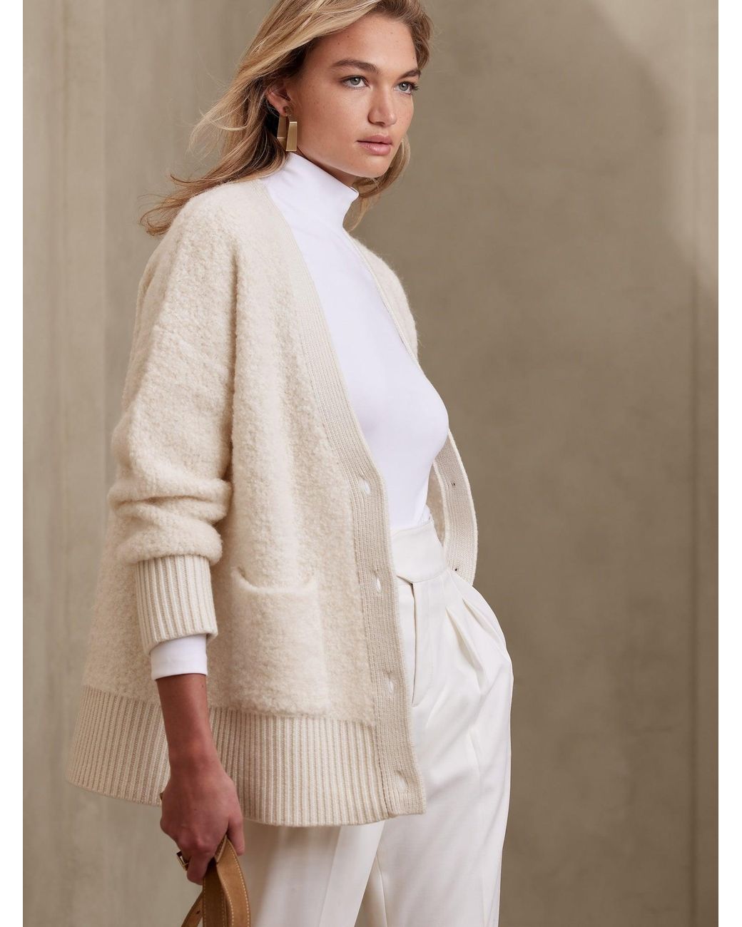 Banana Republic Oversized Safido Bouclé Cardigan in Natural Lyst