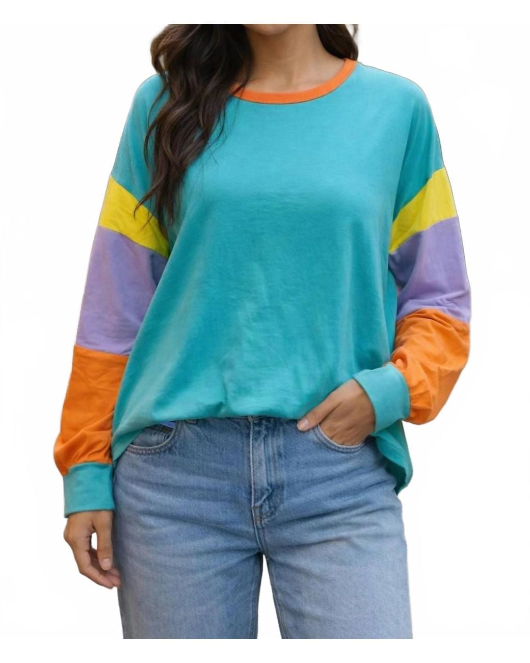 Thomas & Co Color Block Relaxed Fit Top in Blue | Lyst