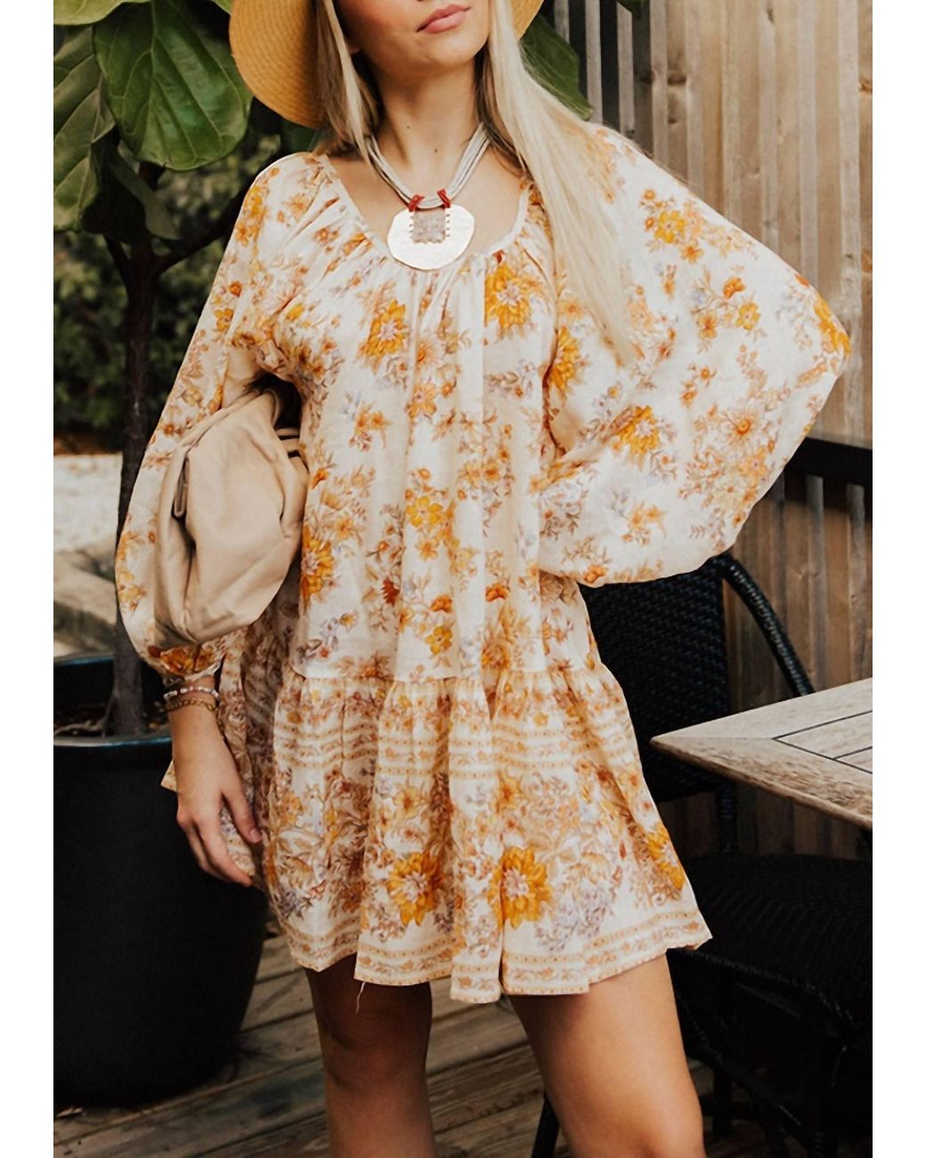 Spell Meadowland Linen Tunic Dress in Natural
