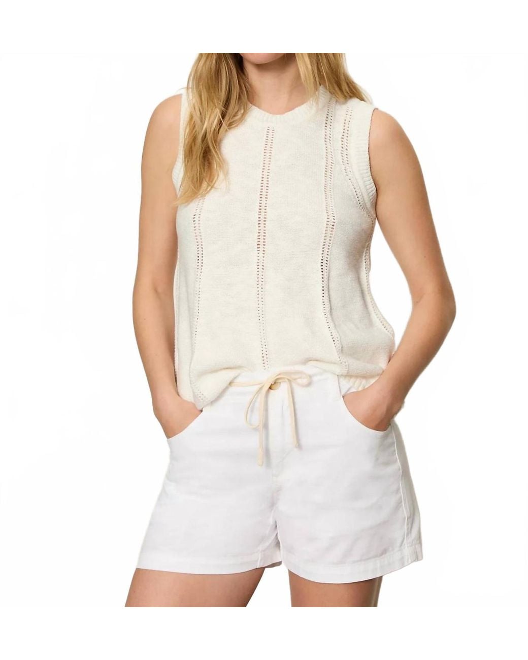 Sanctuary White Easy Pointelle Shell Top