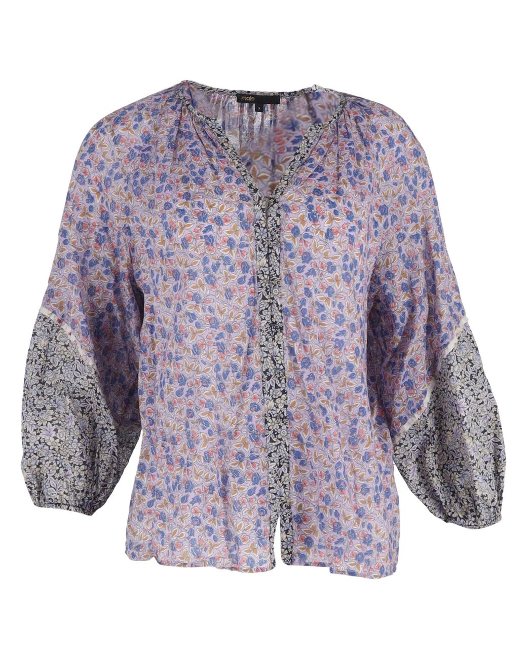 Maje Purple Bleus Cisso Contrast Blouse