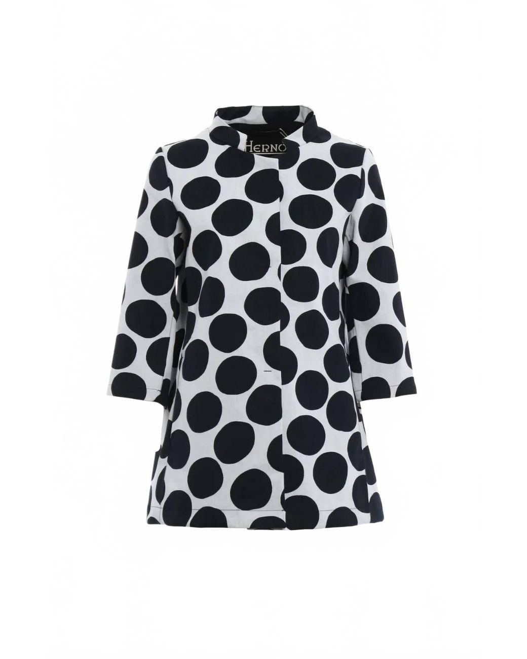 Herno Black Polka-Dot Coated Cotton Blend Jacket