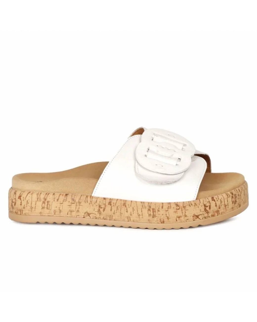 Gabor White Leather Adjustable Buckle Sandal